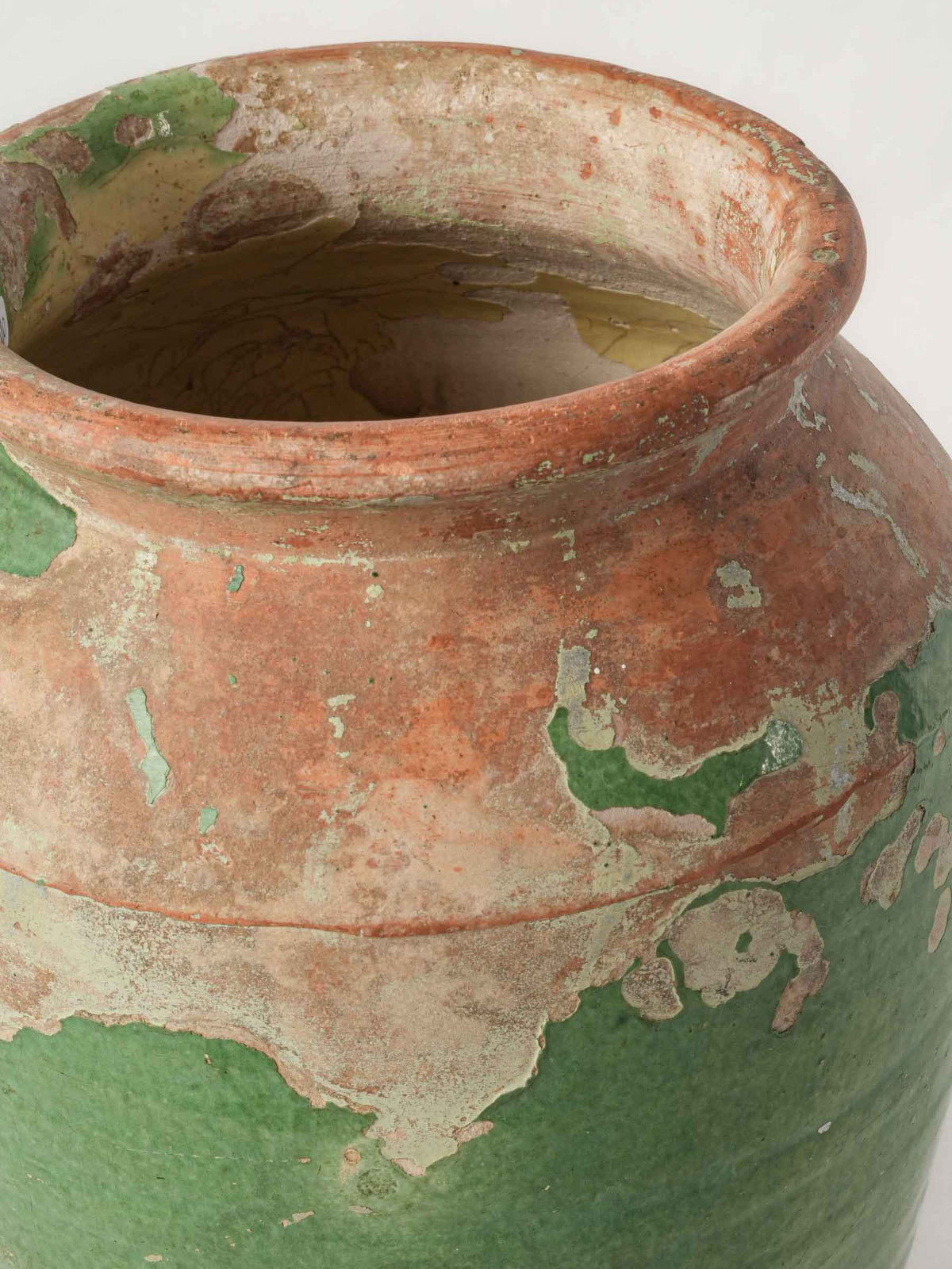 Antique Southern French Green-Glazed Earthenware Jar with Rustic Patina - 11¾"