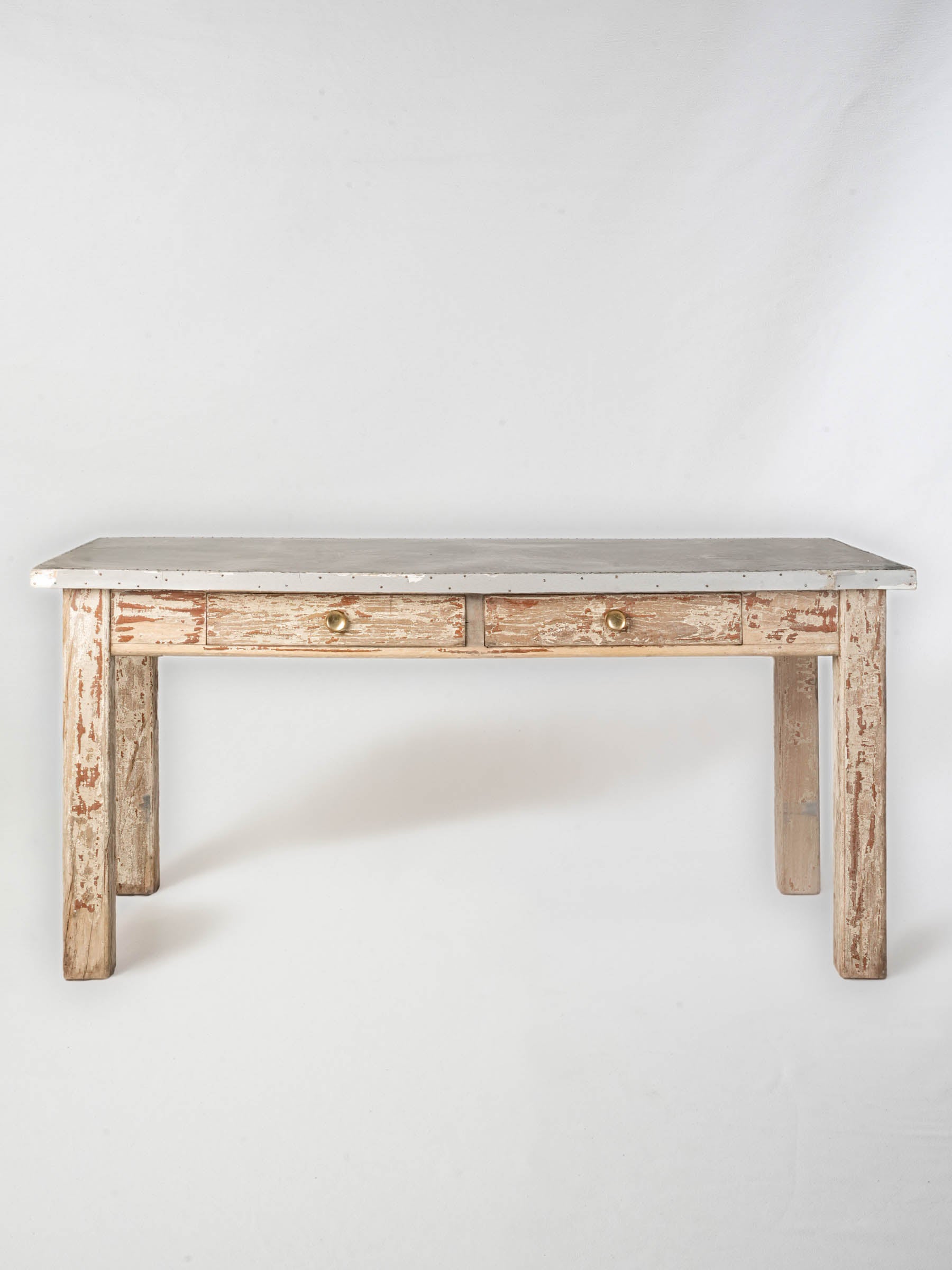 Rustic French Zinc-Topped Worktable - 68½" x 33¾"