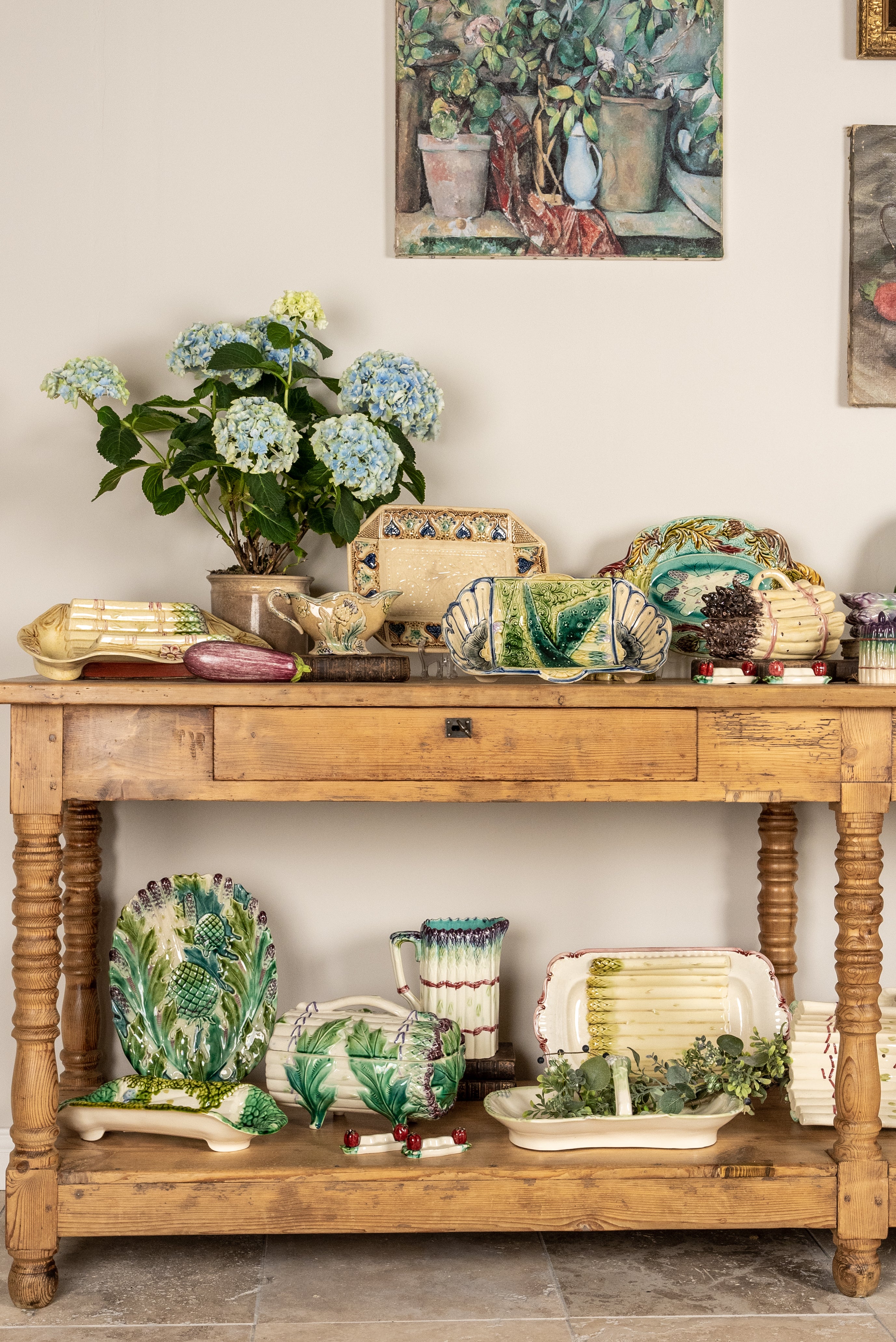 Handcrafted Salins earthenware asparagus platter