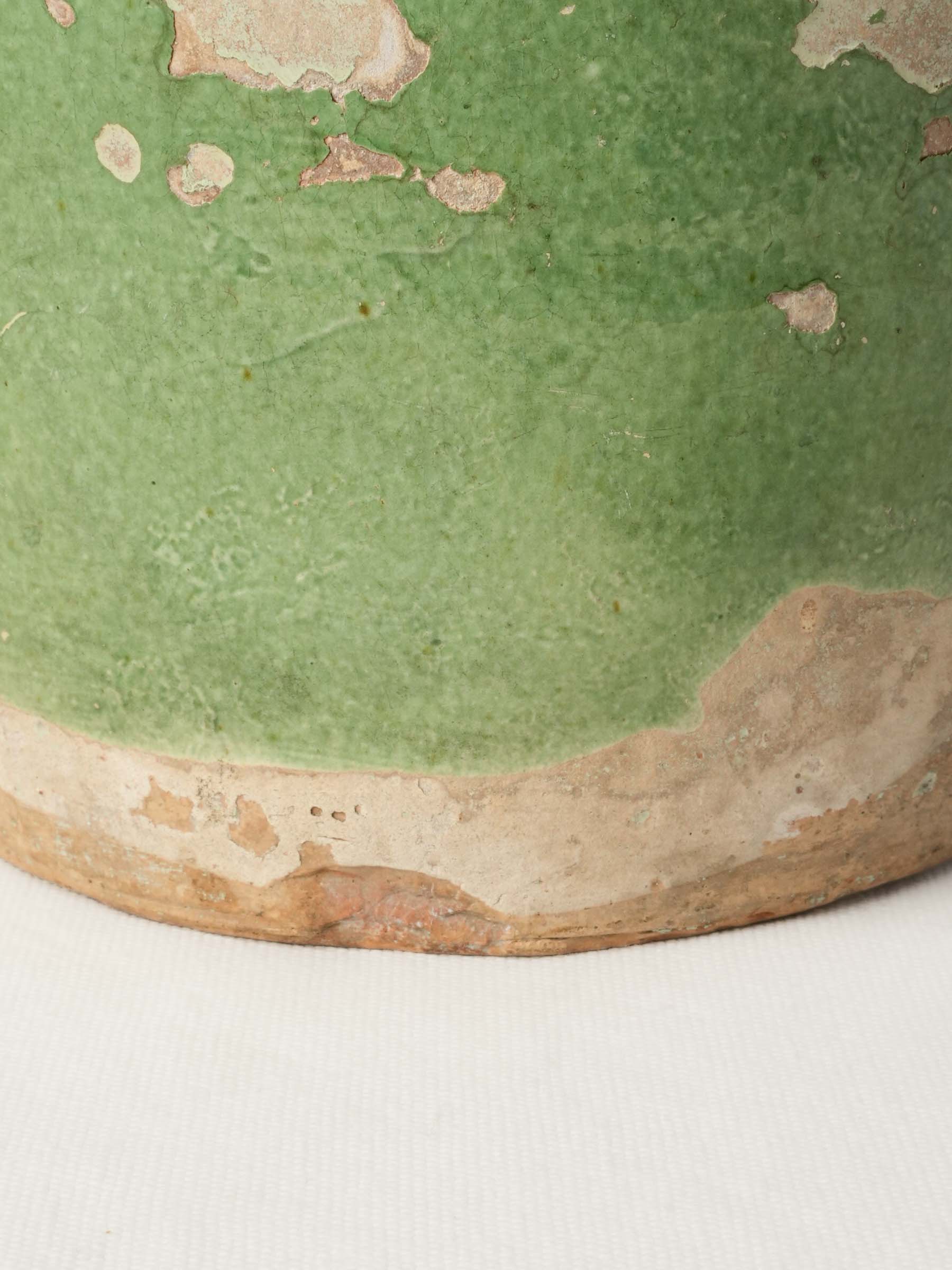 Antique Southern French Green-Glazed Earthenware Jar with Rustic Patina - 11¾"