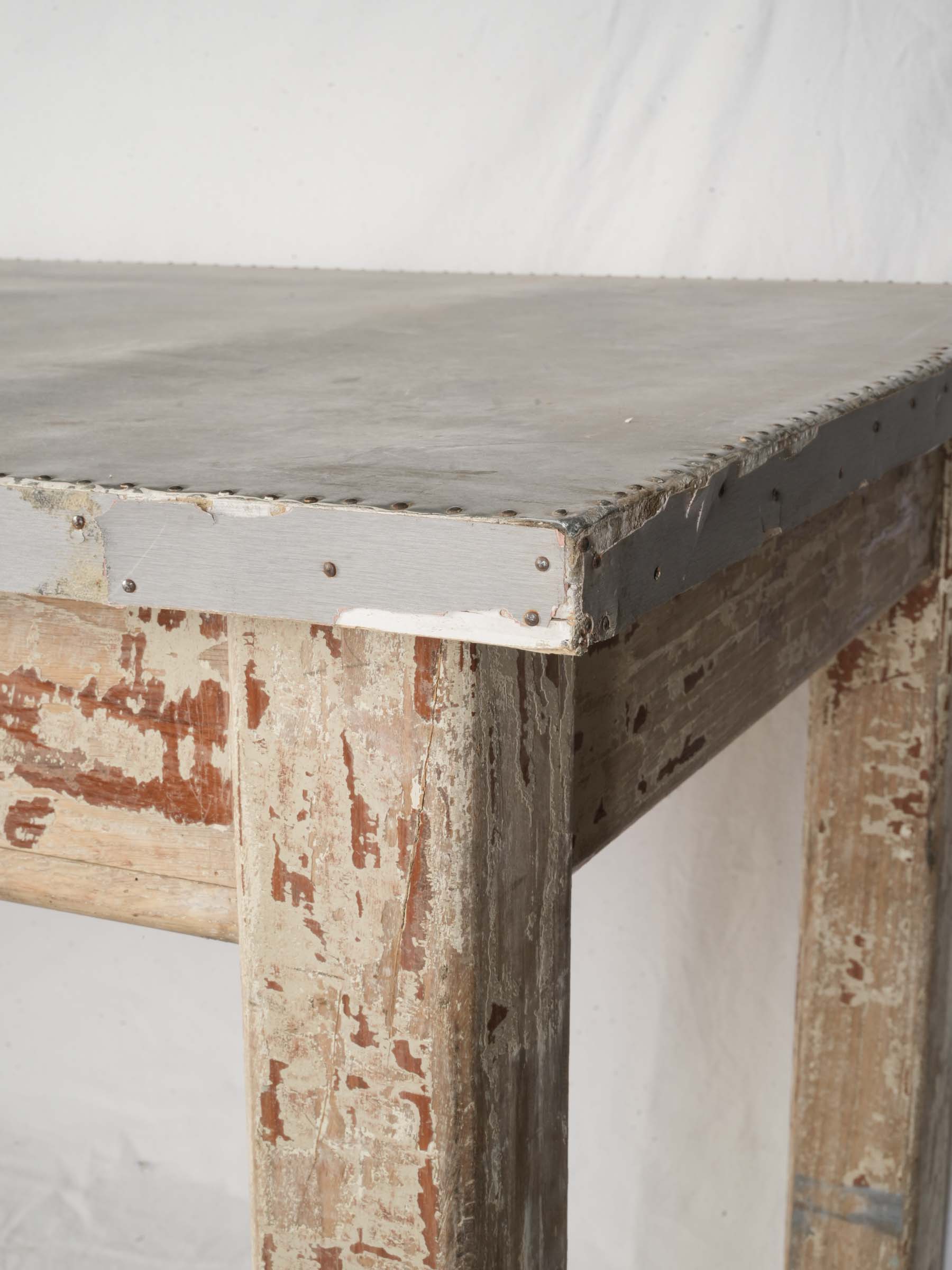 Rustic French Zinc-Topped Worktable - 68½" x 33¾"