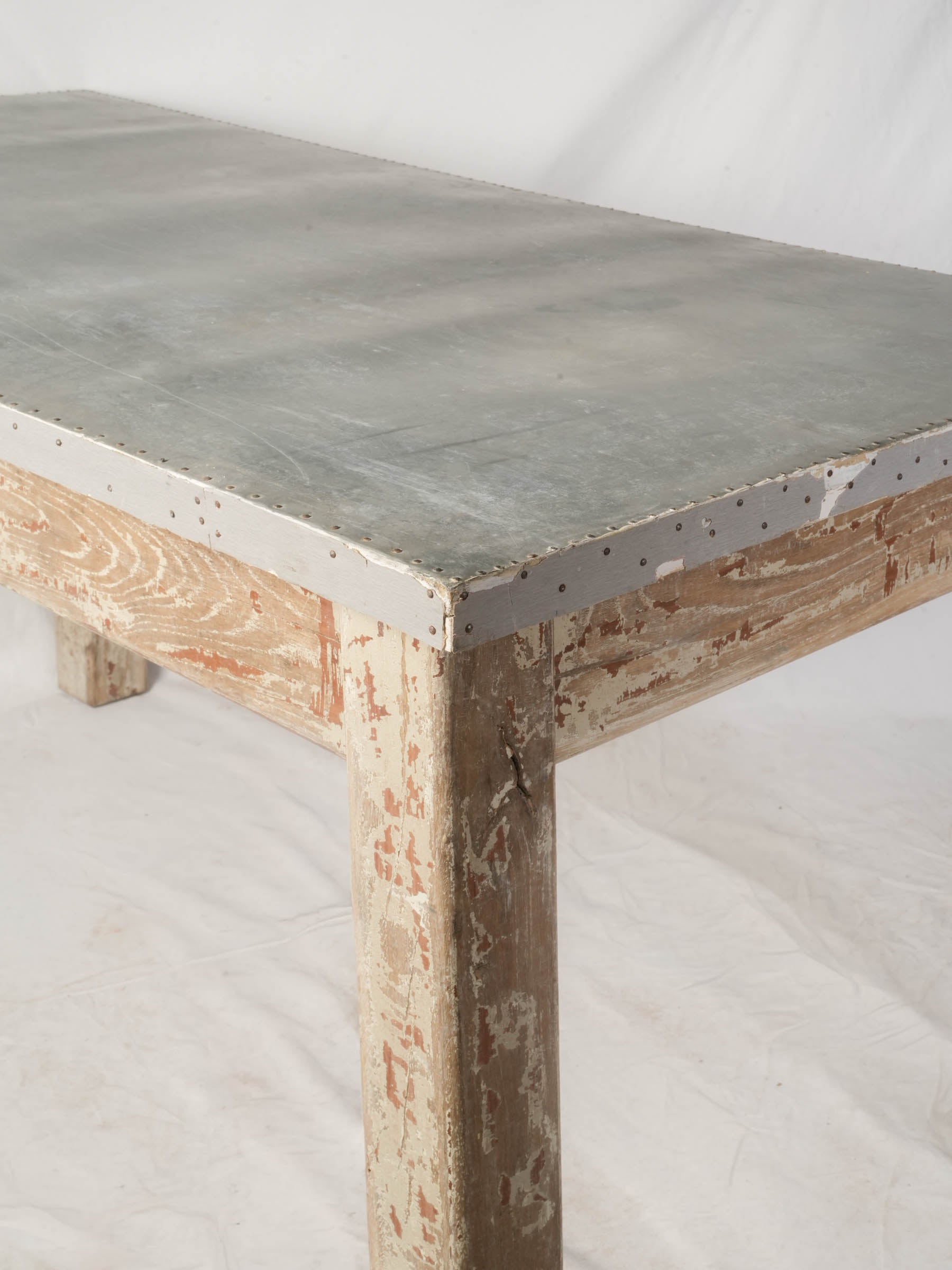Rustic French Zinc-Topped Worktable - 68½" x 33¾"