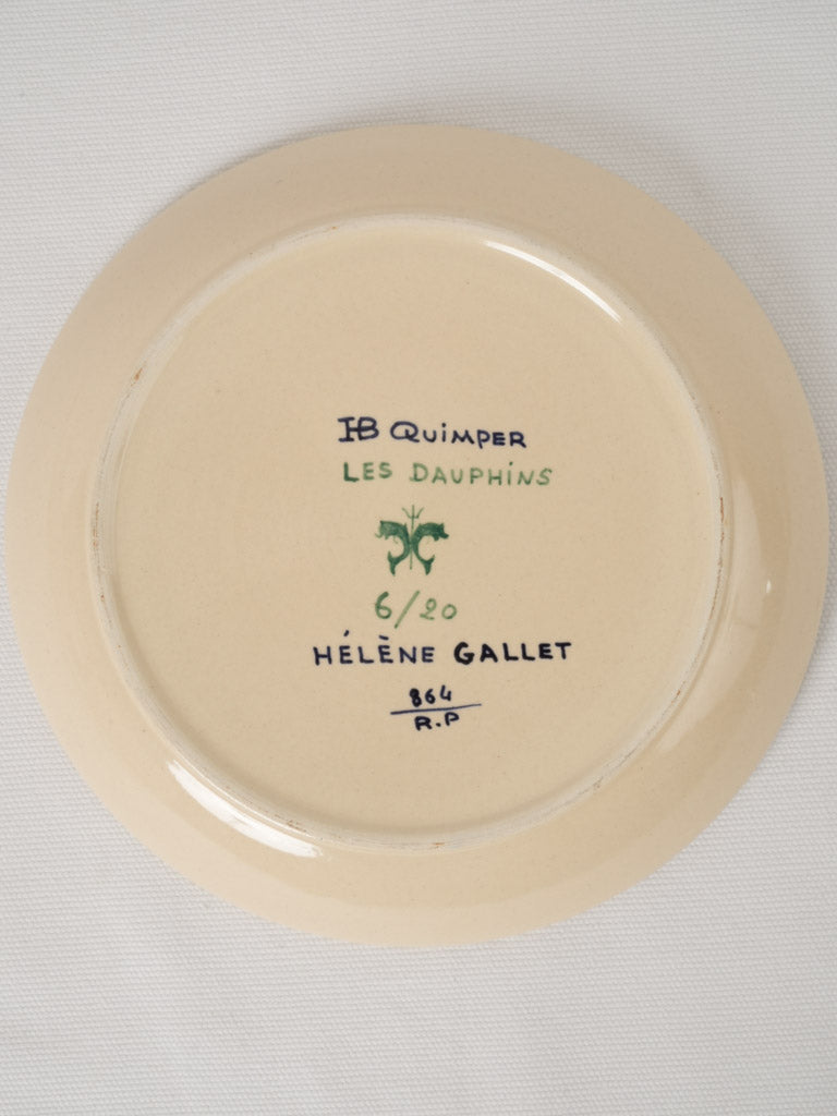 Maritime-inspired Quimper faience decorative plates