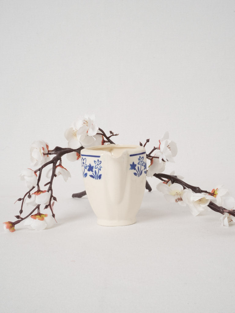 Vintage blue floral ceramic pitcher