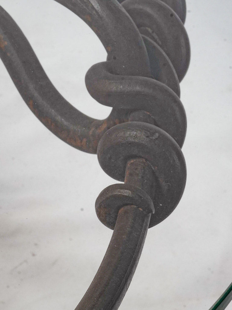 Mid-20th-Century Wrought Iron And Glass Coffee Table W/ Knot Motifs - 58¼"