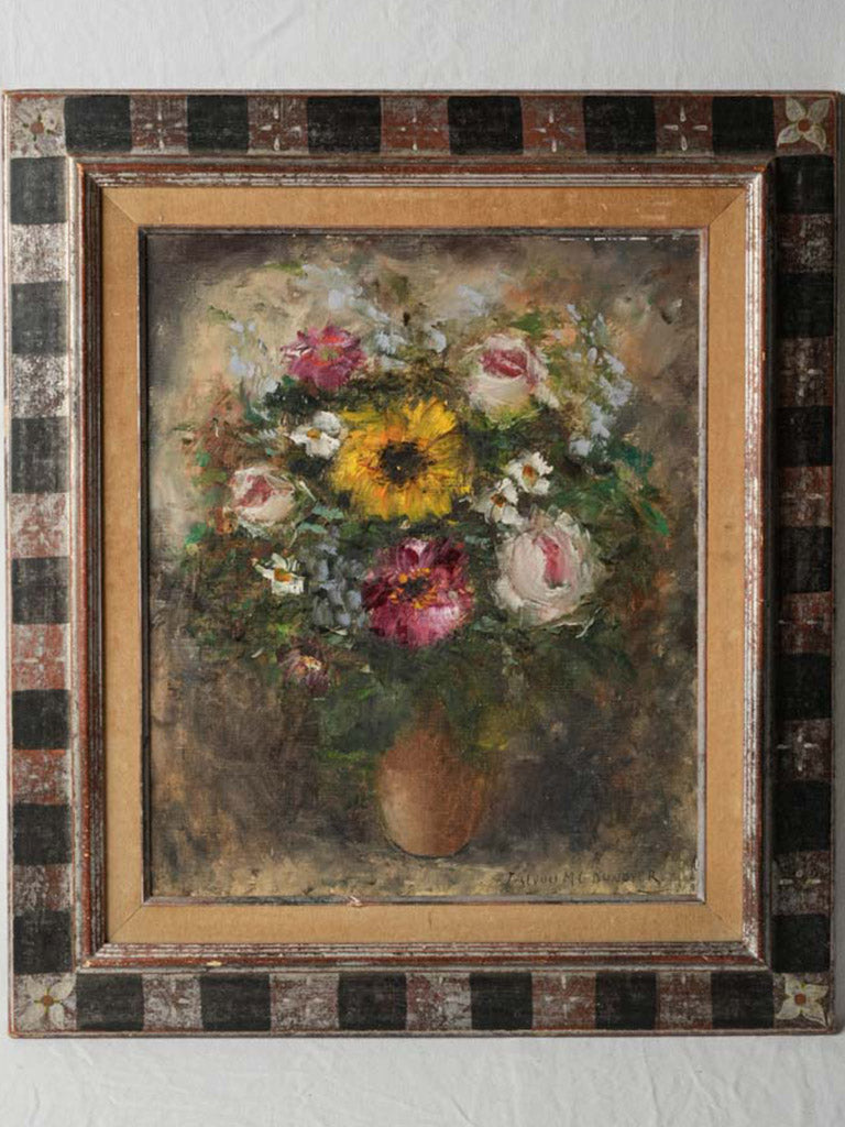 Lush mid-20th-century floral painting  