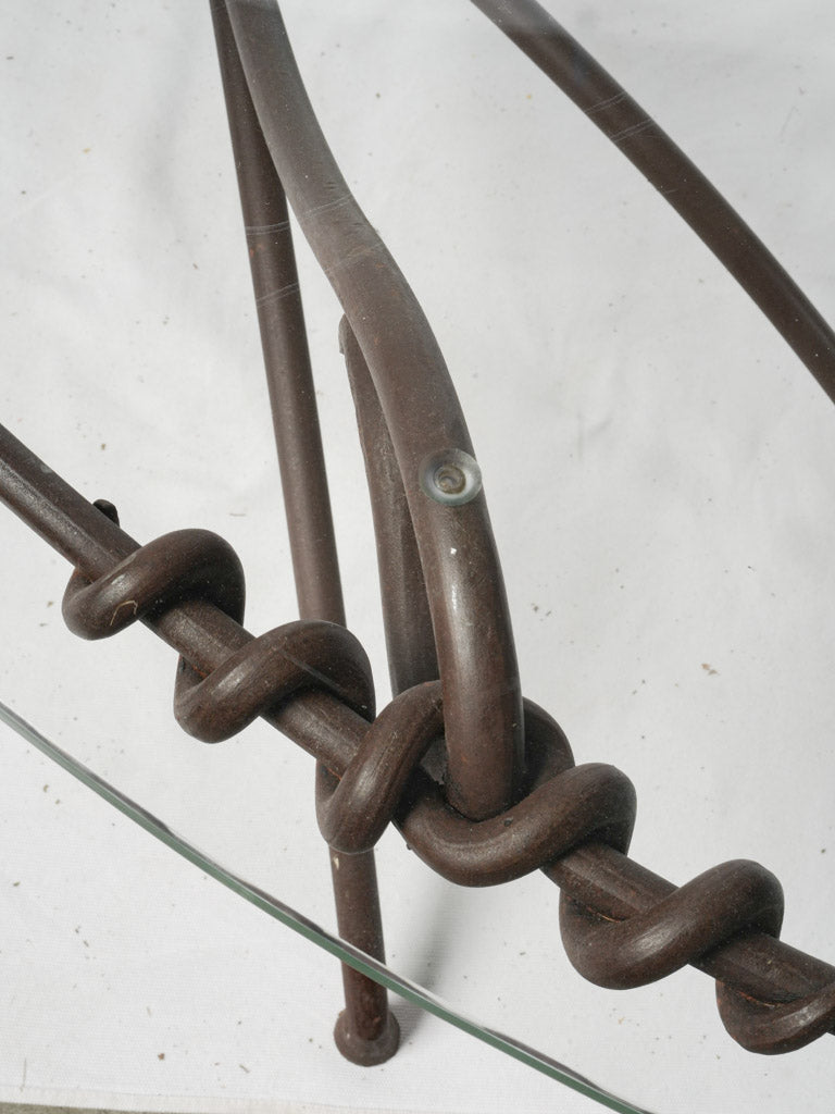 Mid-20th-Century Wrought Iron And Glass Coffee Table W/ Knot Motifs - 58¼"