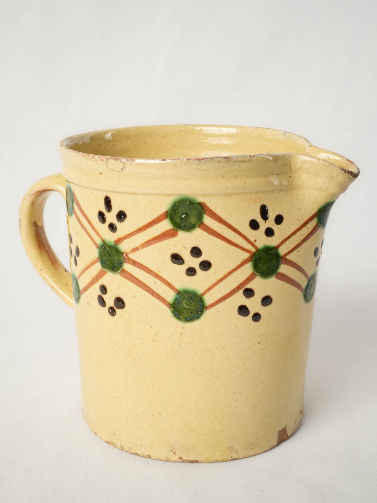 Small Savoyard Ceramic Pitcher w/ Colorful Geometric Decoration - 6¼"