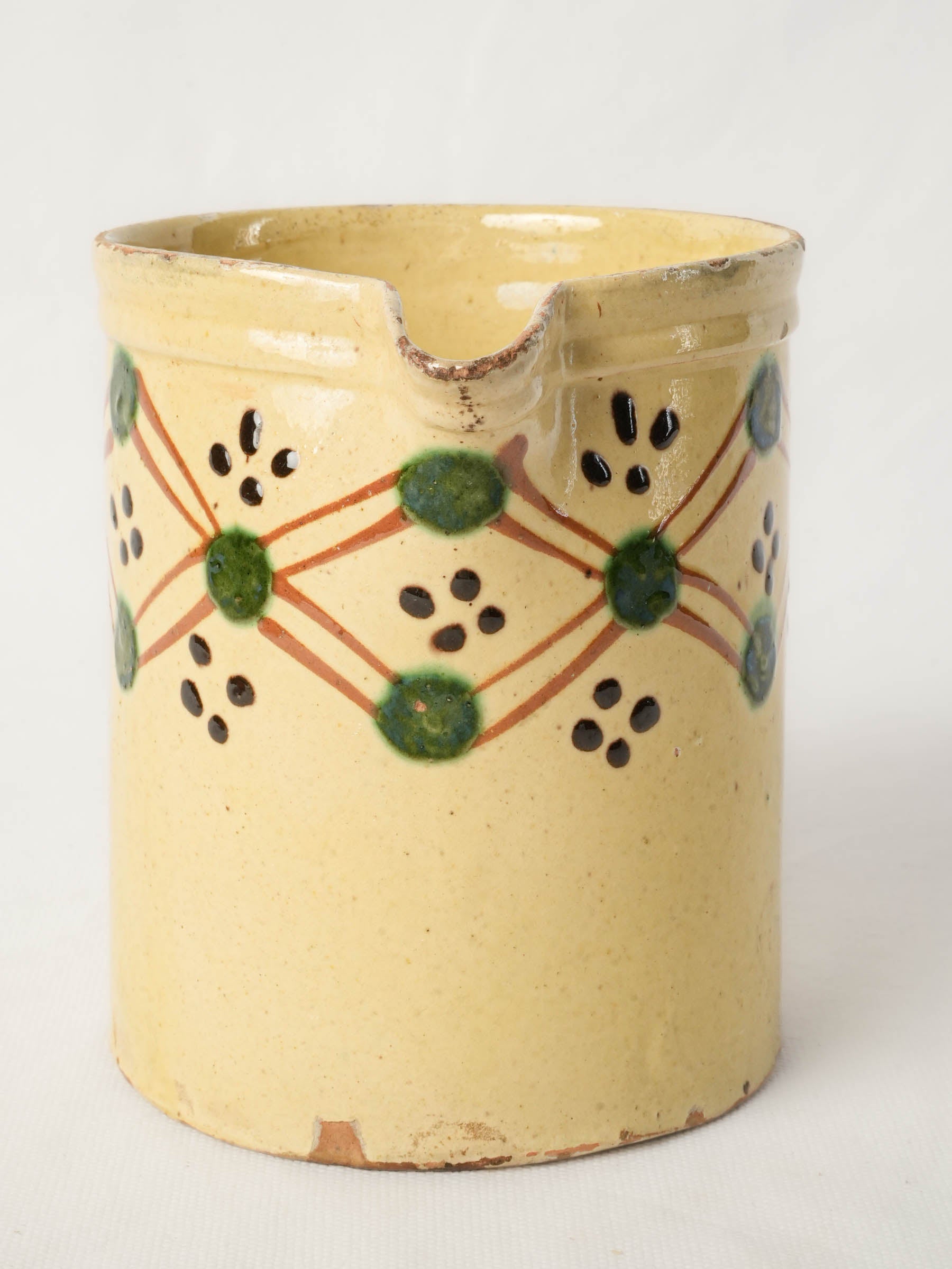 Small Savoyard Ceramic Pitcher w/ Colorful Geometric Decoration - 6¼"