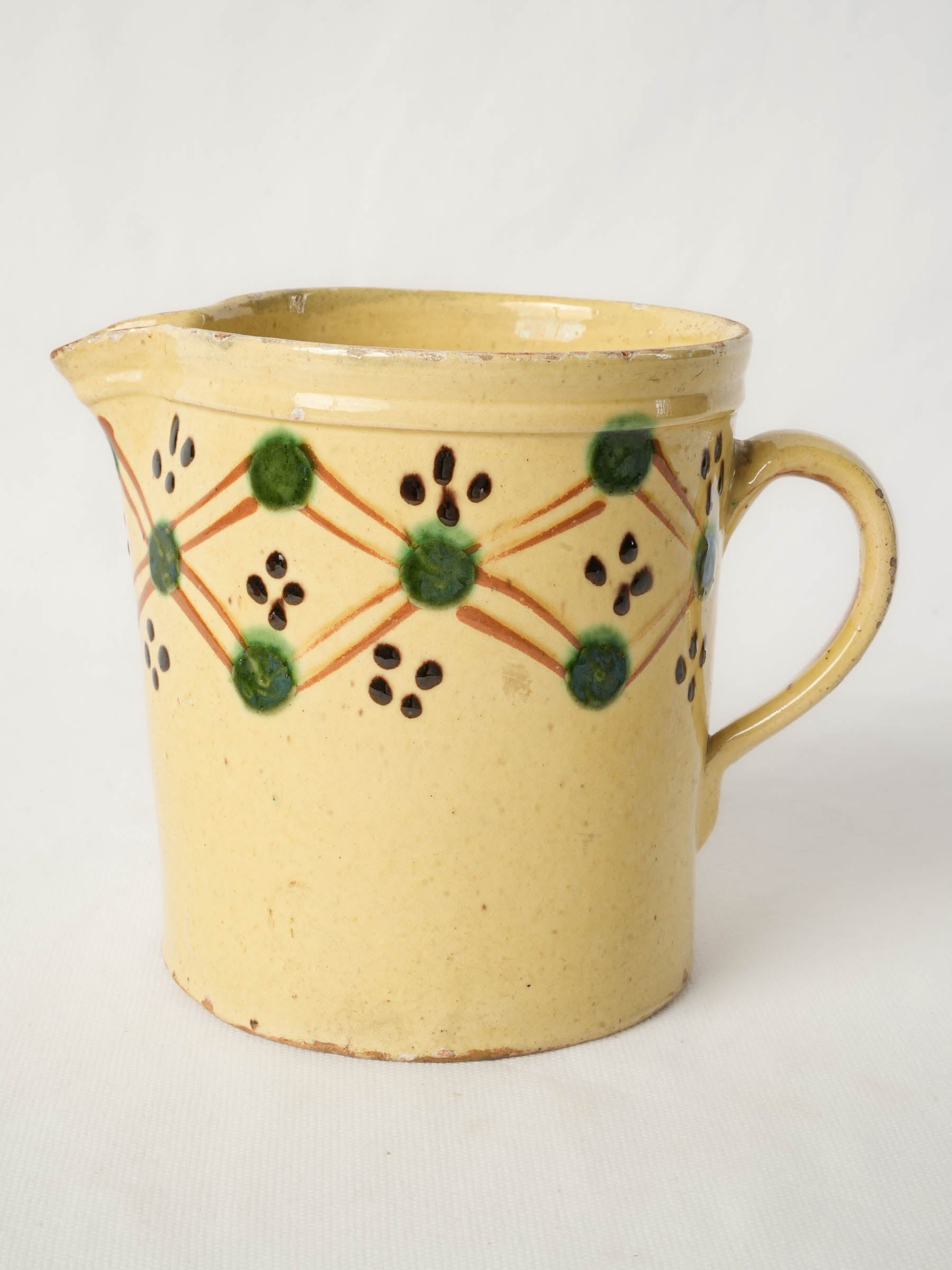 Small Savoyard Ceramic Pitcher w/ Colorful Geometric Decoration - 6¼"