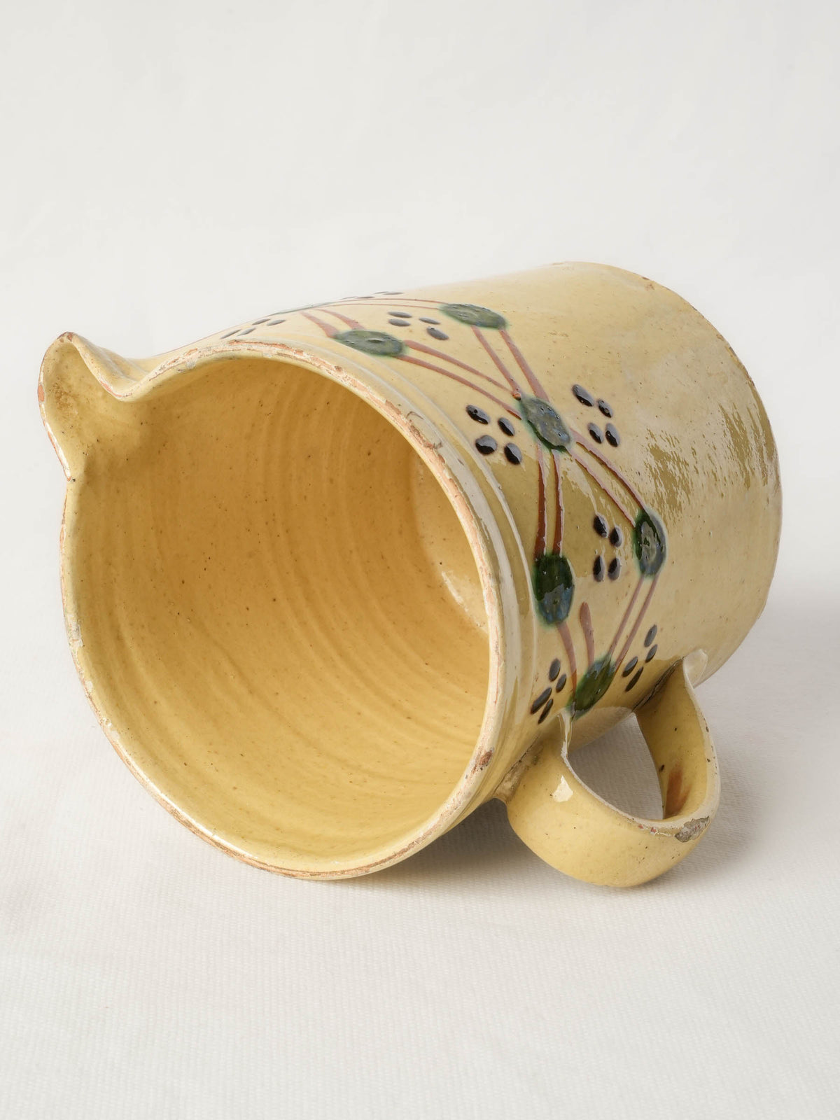 Small Savoyard Ceramic Pitcher w/ Colorful Geometric Decoration - 6¼"