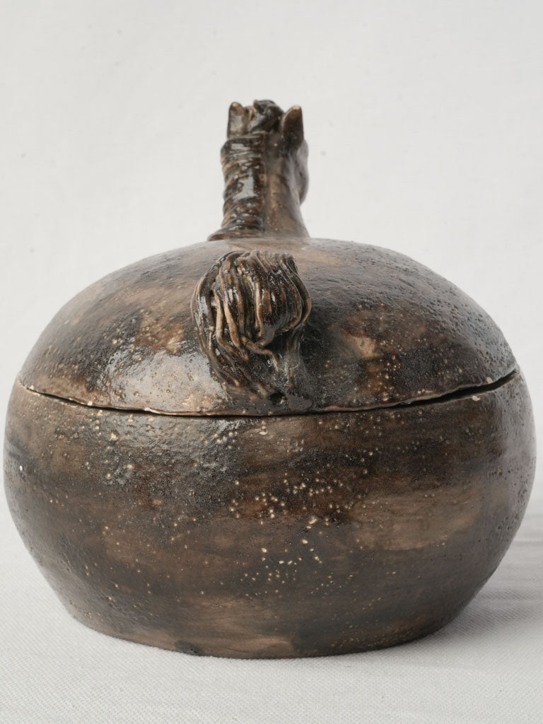 Handcrafted stoneware horse-shaped box  
