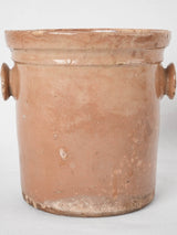 Late 19th century French preserving pot w/ brown glaze & round handles 8¾"