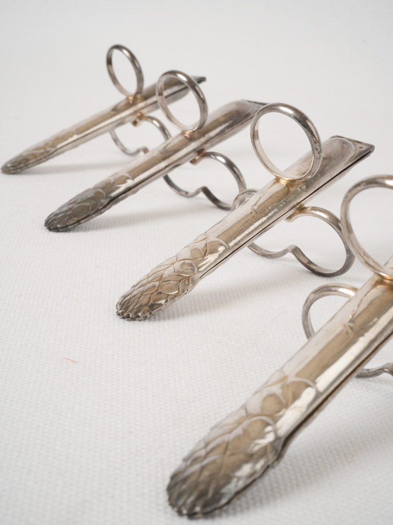 Antique silver-plated asparagus tongs set