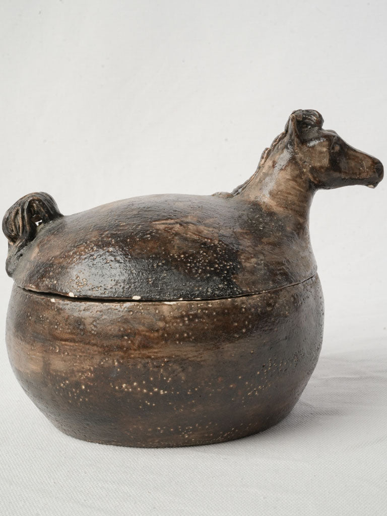 French contemporary stoneware lidded box  