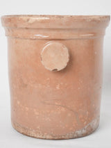 Late 19th century French preserving pot w/ brown glaze & round handles 8¾"