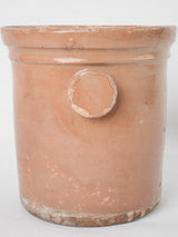 Late 19th century French preserving pot w/ brown glaze & round handles 8¾"