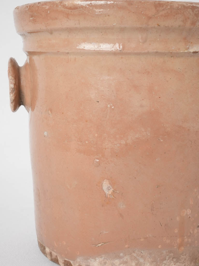 Late 19th century French preserving pot w/ brown glaze & round handles 8¾"
