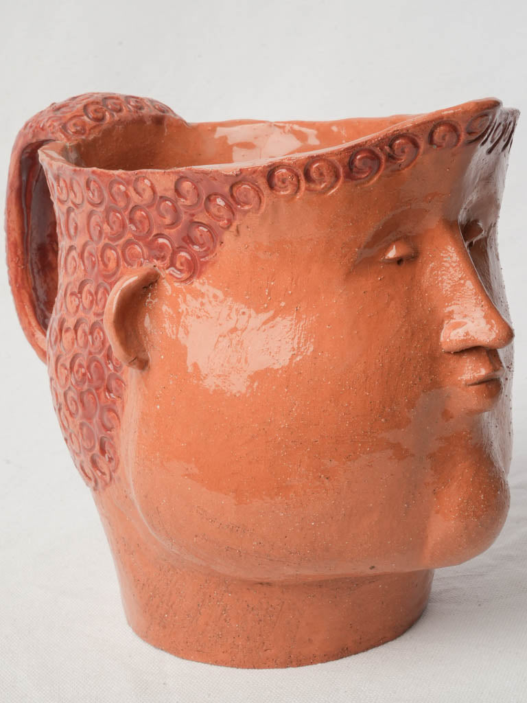 Expressive Large Terracotta Head Pitcher by Julie Desert Armanville - 8¾"