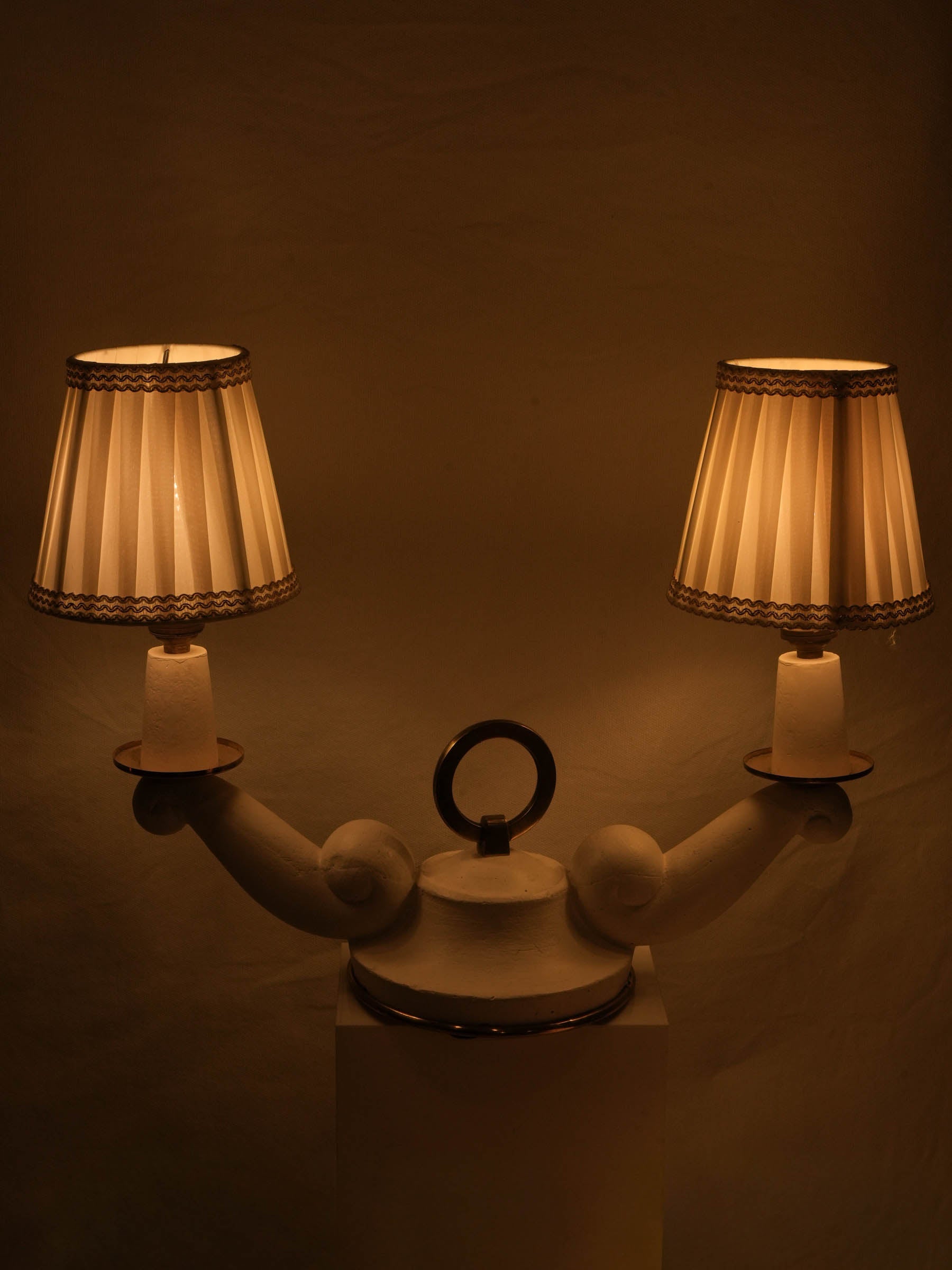 Elegant pair of French Art Deco Two-Light Table Lamps, 1940s 18"