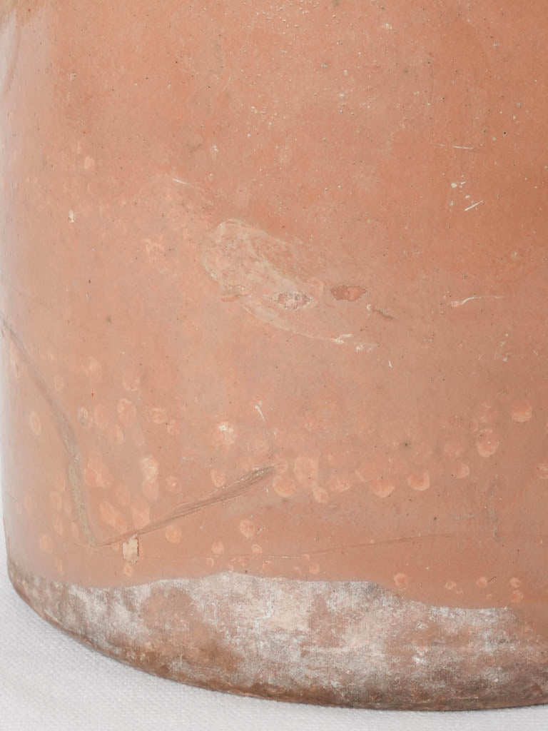 Late 19th century French preserving pot w/ brown glaze & round handles 8¾"