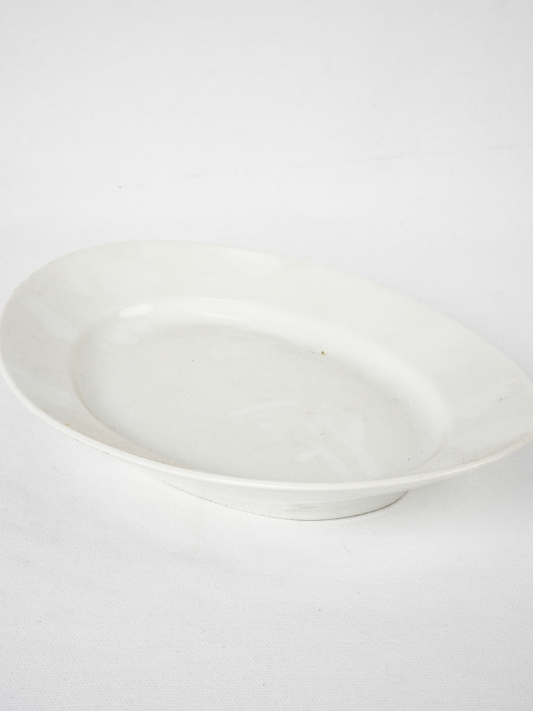Antique French porcelain oval platter - white 13½"