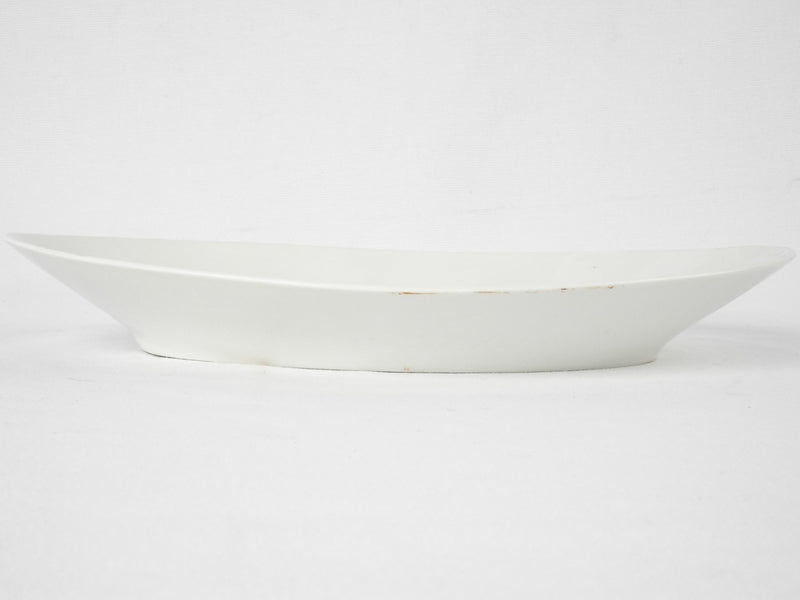 Antique French porcelain oval platter - white 13½"