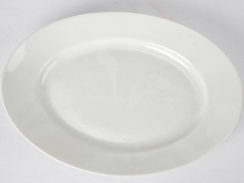 Antique French porcelain oval platter - white 13½"