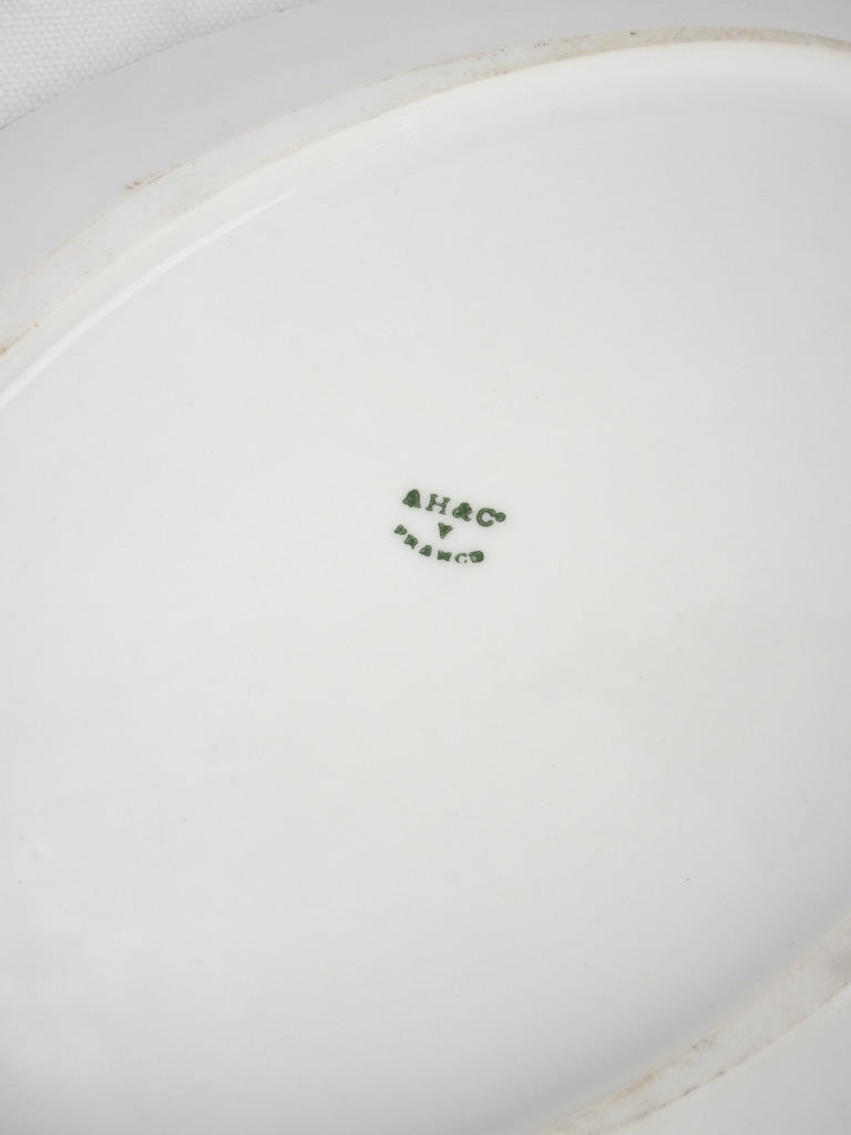 Antique French porcelain oval platter - white 13½"