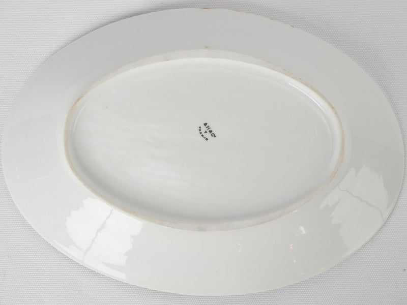 Antique French porcelain oval platter - white 13½"