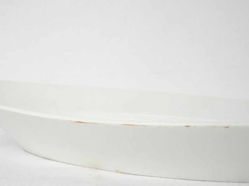 Antique French porcelain oval platter - white 13½"