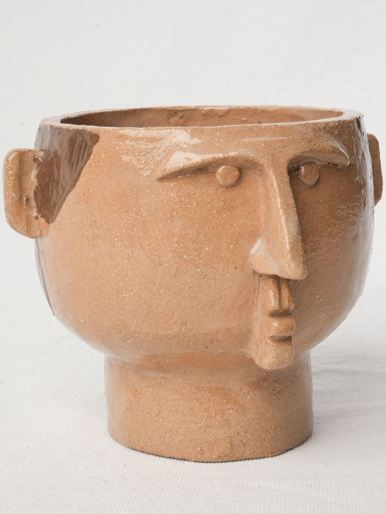Head-Form Sculptural Petite Footed Bowl in Glazed Stoneware by Julie Desert d’Armanville  - 5"