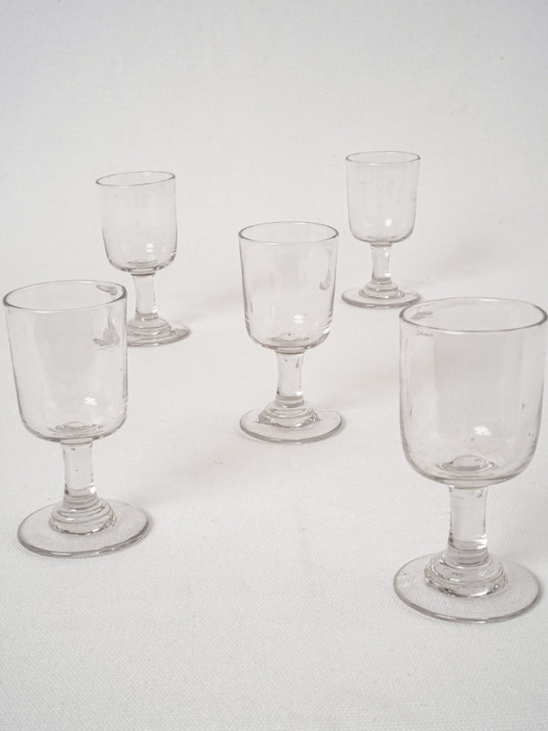 Six antique French wine glasses with gold rim – Chez Pluie