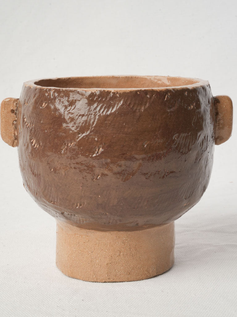 Head-Form Sculptural Petite Footed Bowl in Glazed Stoneware by Julie Desert d’Armanville  - 5"