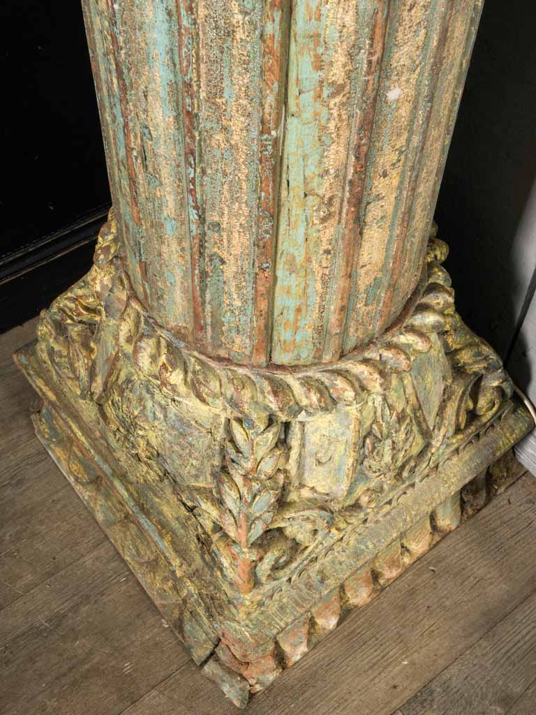 Imposing ornate oak architectural pillars