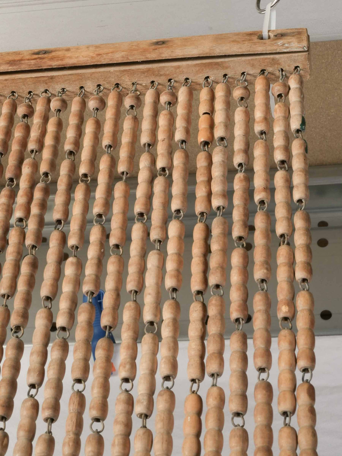 Early–Mid 20th-Century Provençal Boxwood Bead Door Curtain - 78¾" x 33"