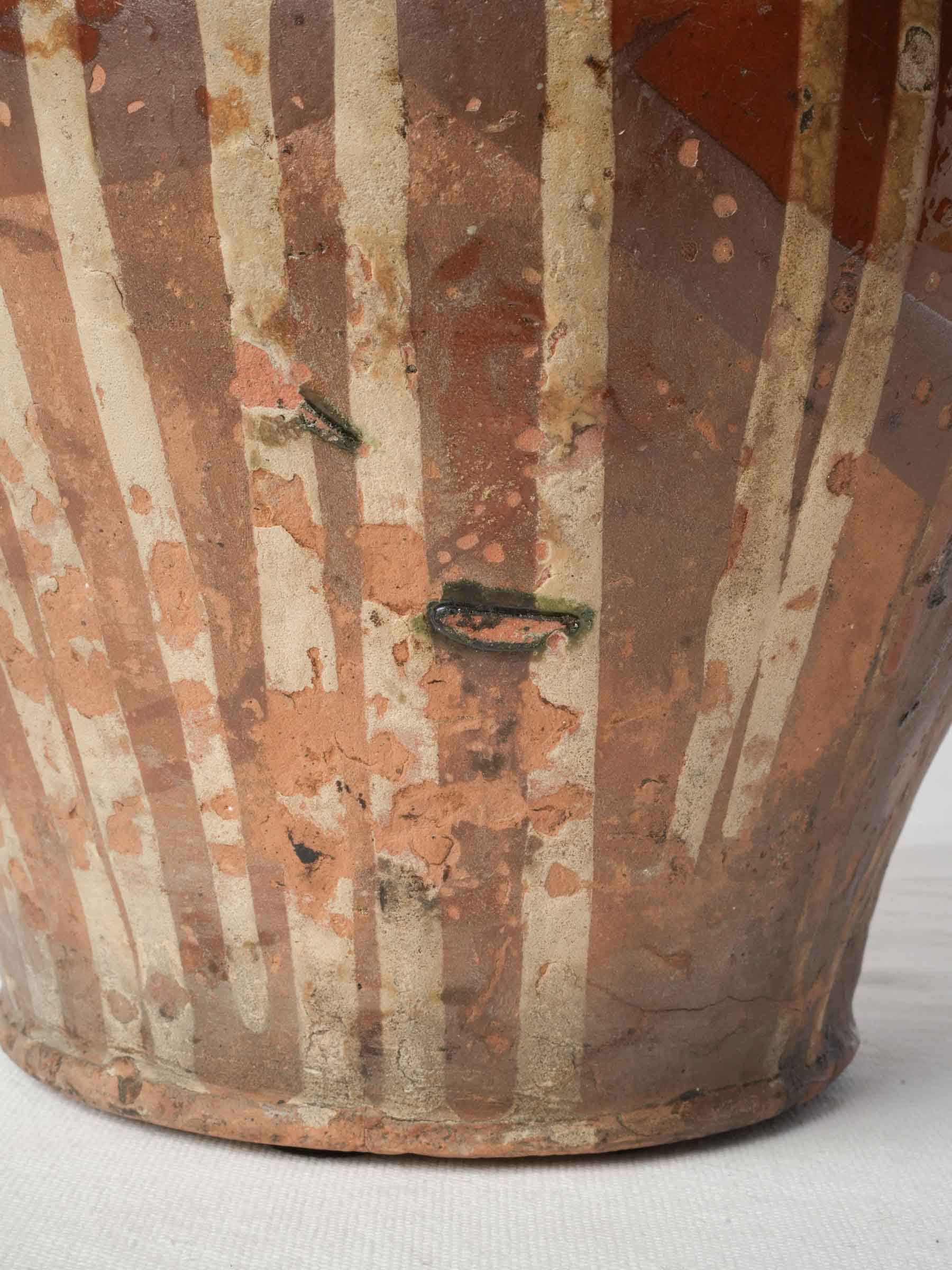 19th Century Val de Saône Jug w/ Cascading Slip Decoration and Superb Patina - 15"