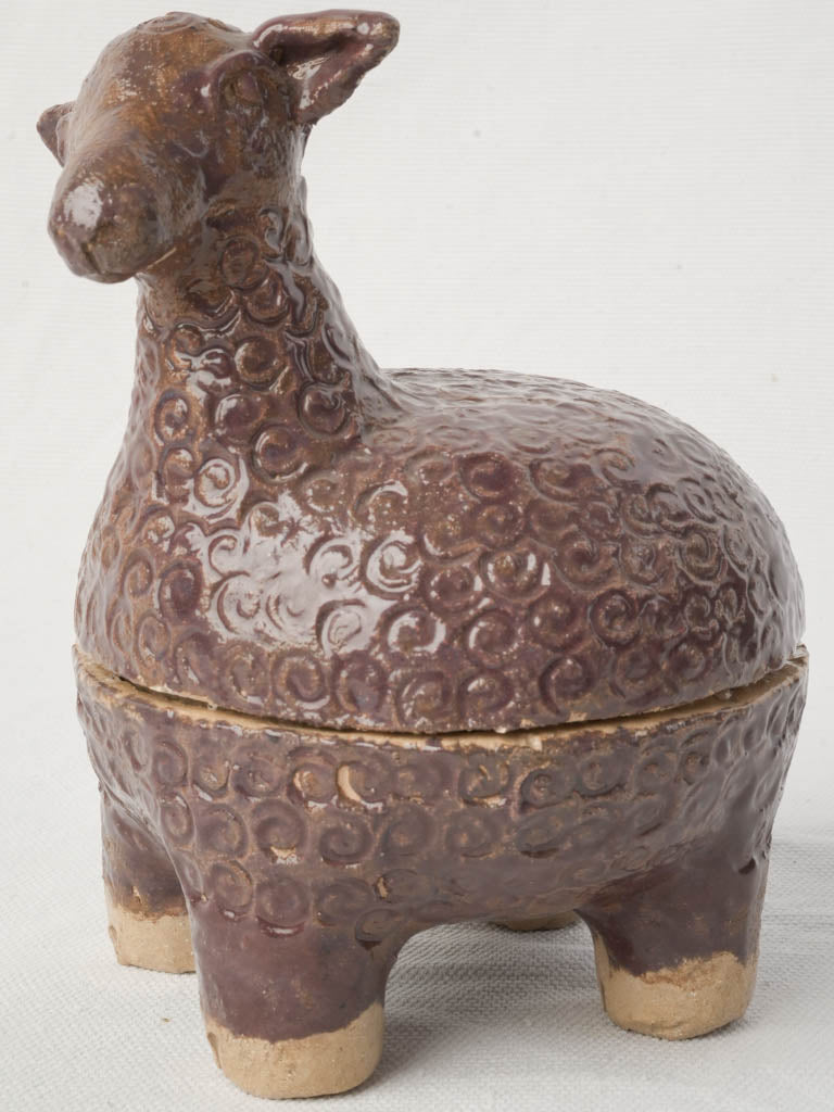 Glazed ceramic sheep container  