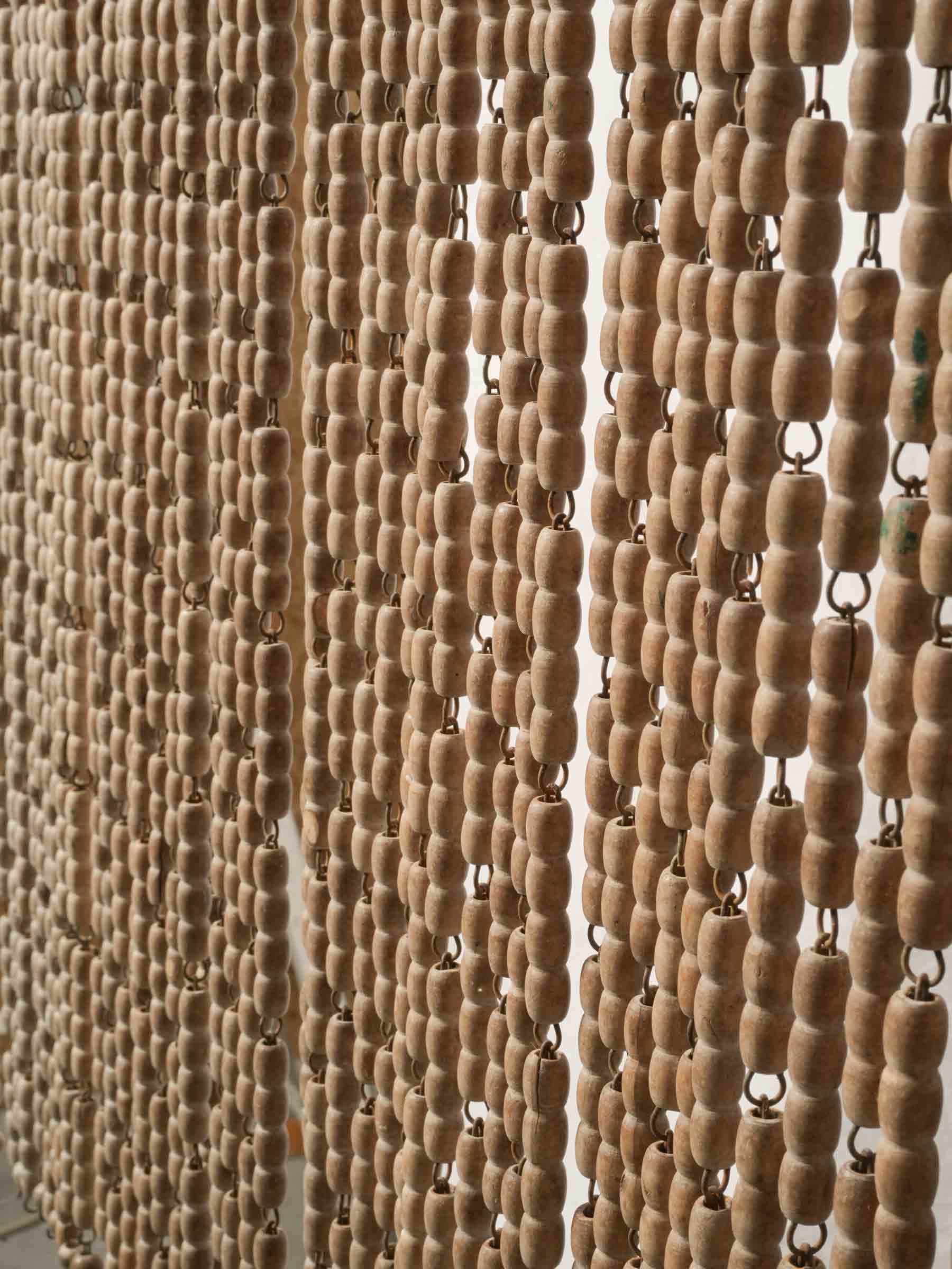 Early–Mid 20th-Century Provençal Boxwood Bead Door Curtain - 78¾" x 33"