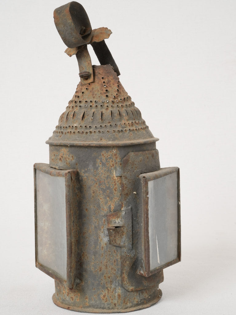Historical French tole lantern with glass
