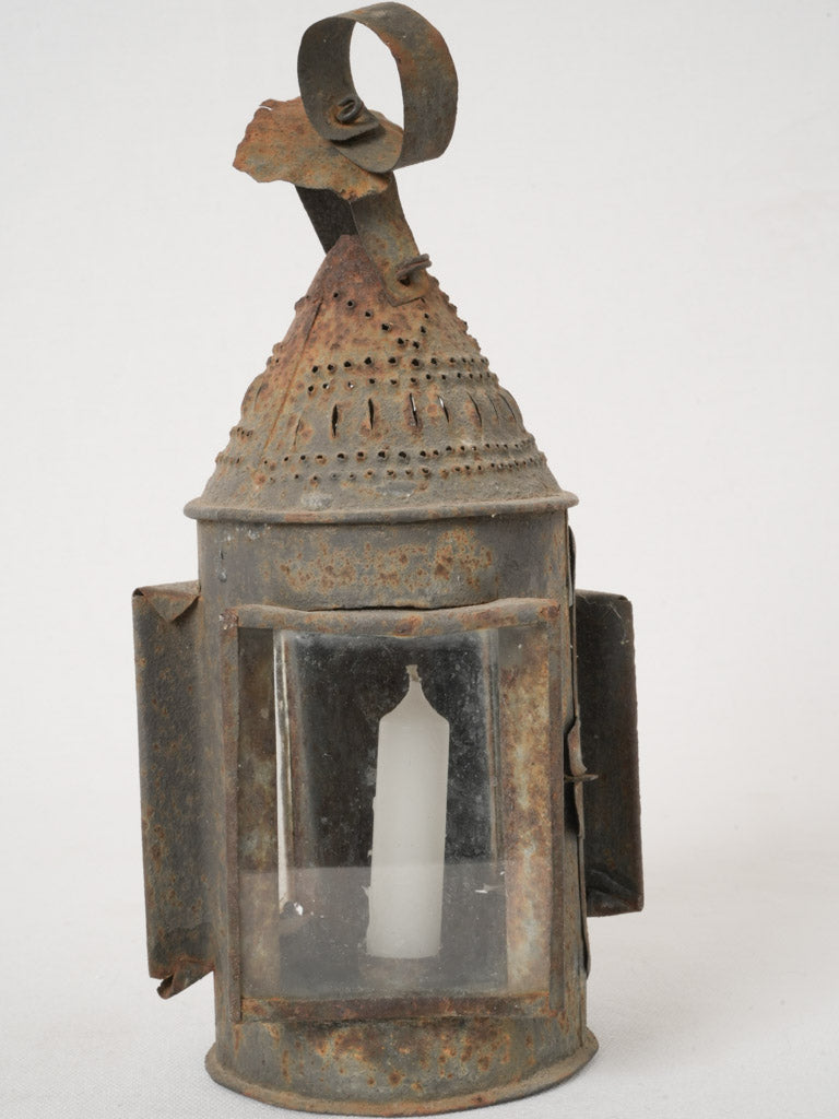 Charmingly weathered French tole table lantern
