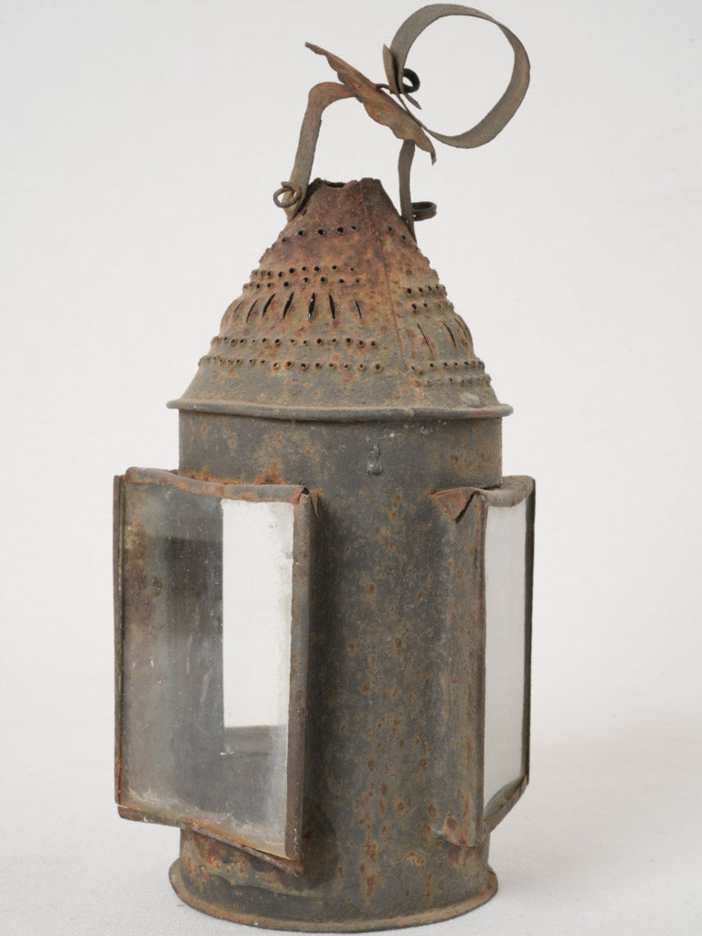 Traditional French lantern, rustic glass-paneled