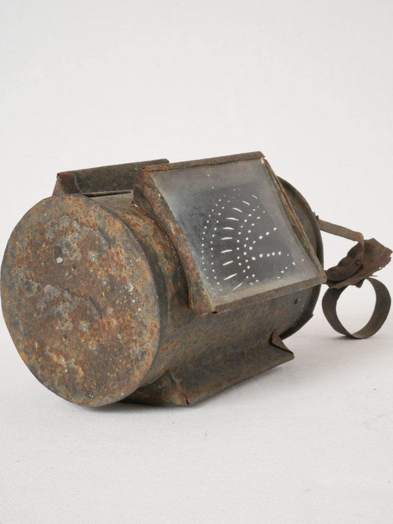 Candle-bearing French lantern, tole miner's design