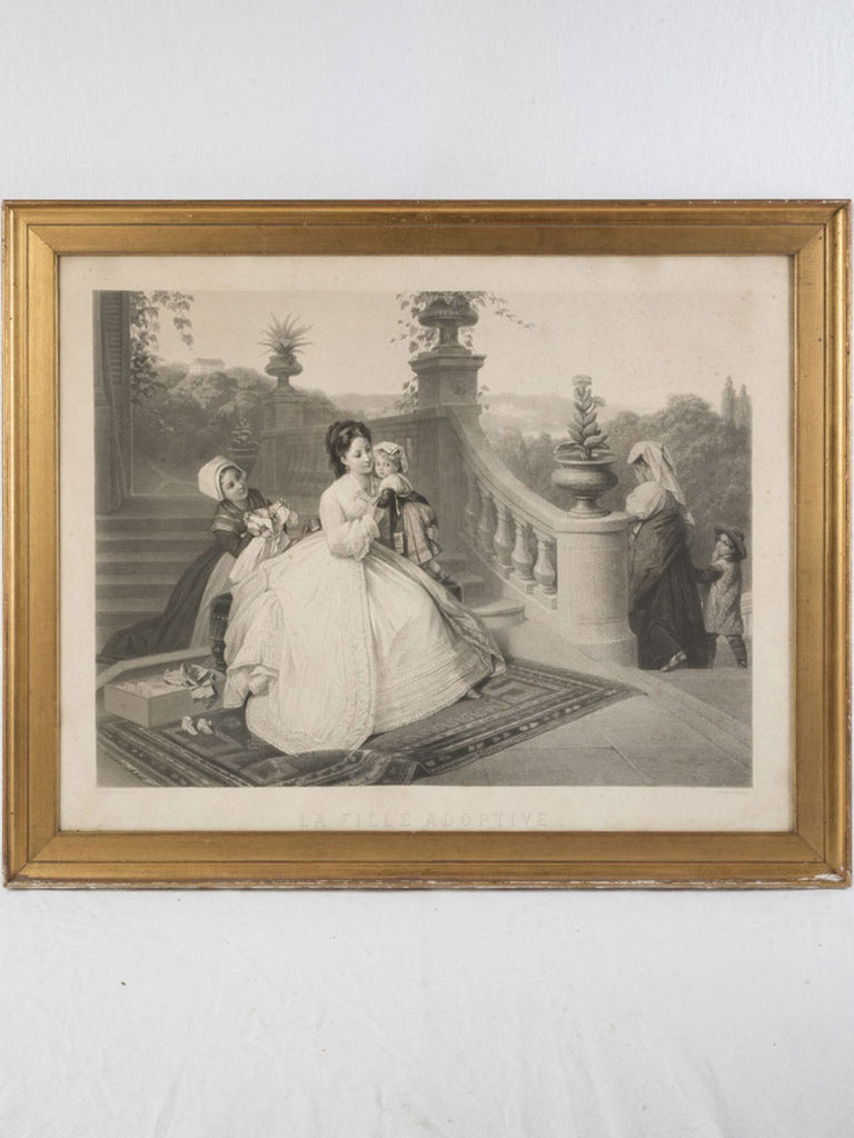 Vintage gilt-framed French engraving  