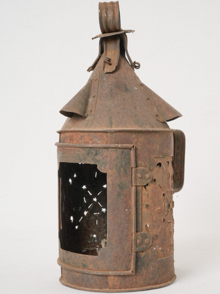 Rustic antique French tole lantern
