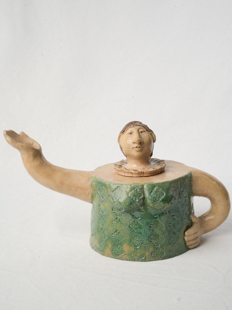 Handcrafted whimsical ceramic teapot artwork