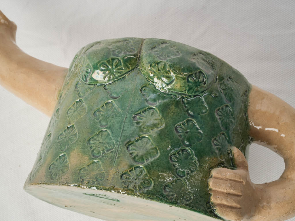 Artistic crafted green-glazed teapot 