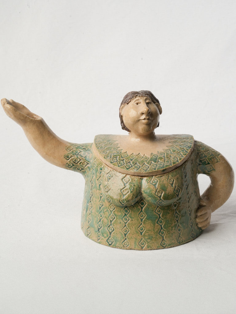 Stylized glazed stoneware teapot  
