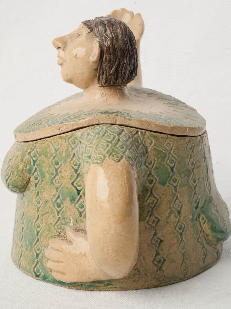 Incised decorative stoneware teapot  