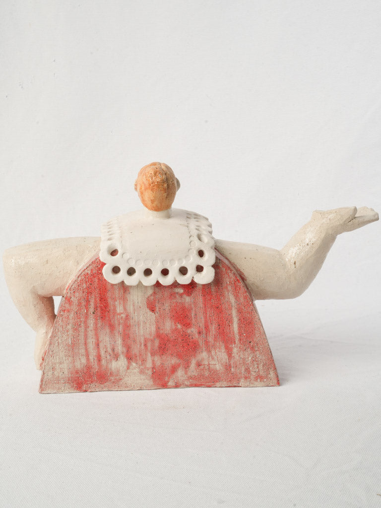 Handbuilt glazed teapot sculpture  